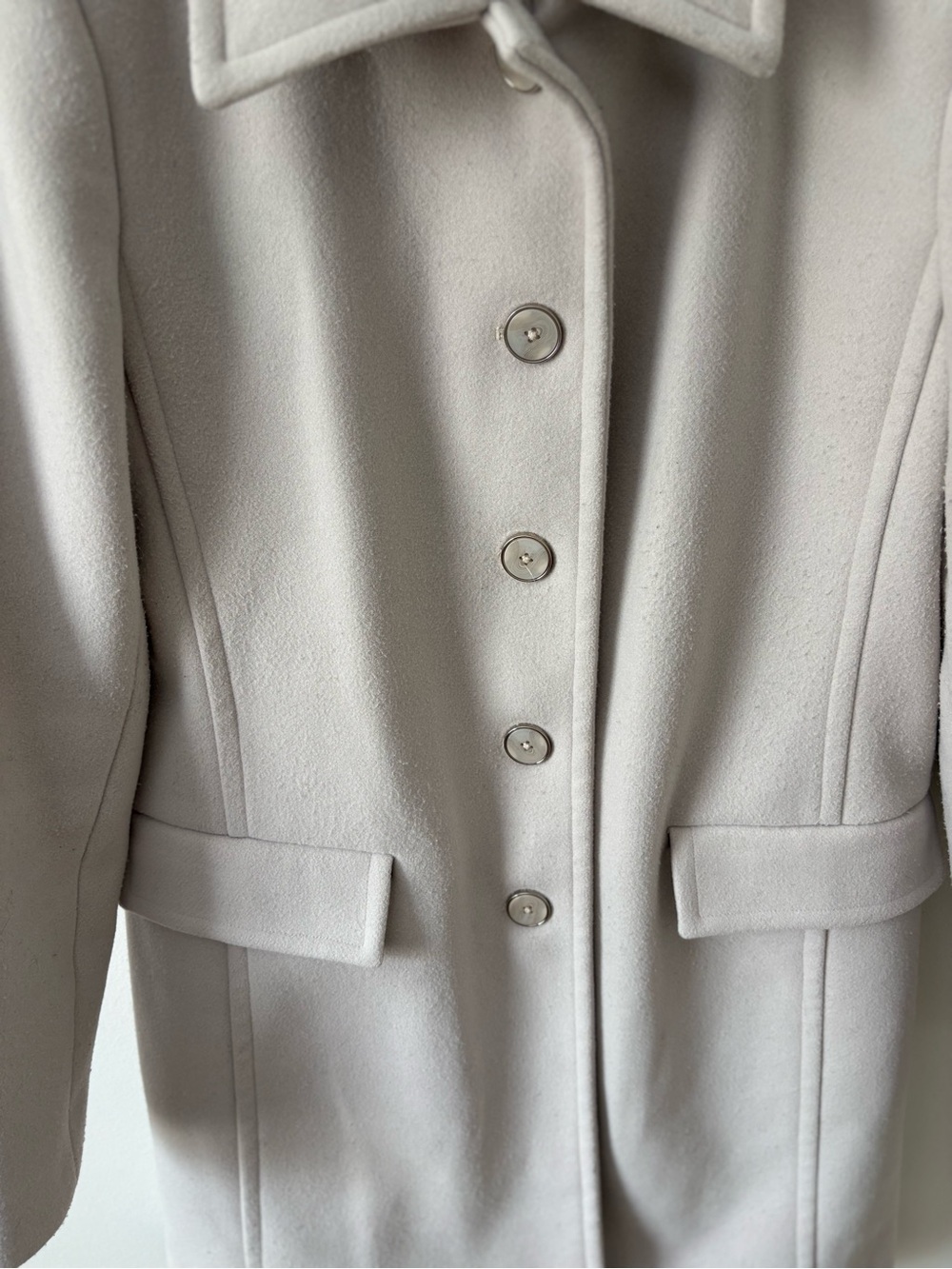 Ever New Classic Ivory Collared Coat Size US 10 Tailored Wool Look Fall Classic - Picture 5 of 13